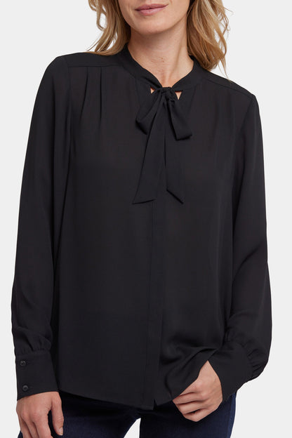 Tie-Neck Blouse - Black