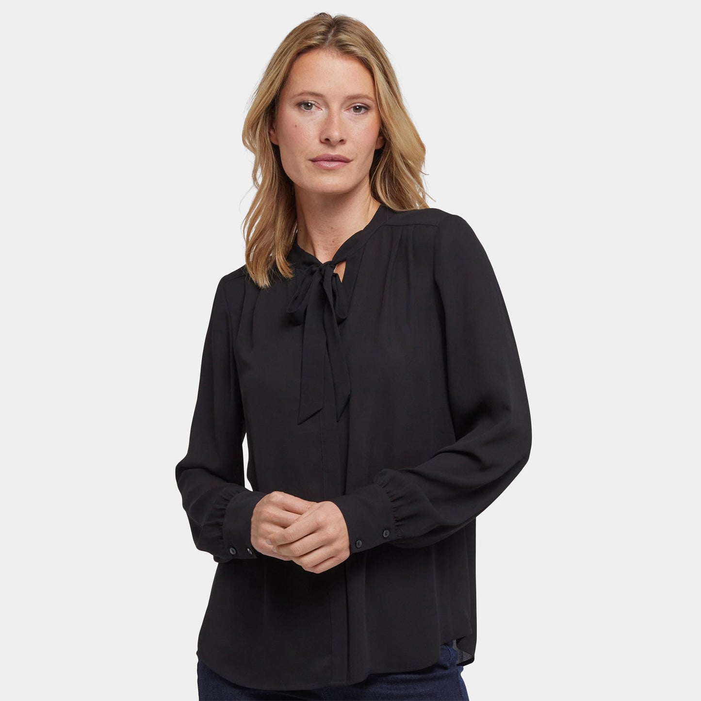 Tie-Neck Blouse - Black