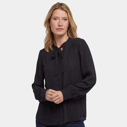 Tie-Neck Blouse - Black