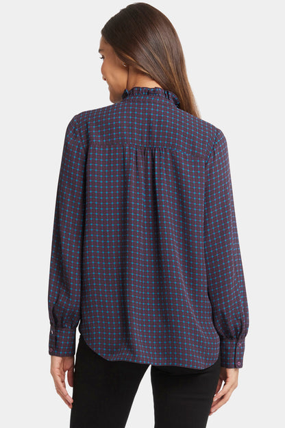 Ruffle Neck Blouse - Plum Trail