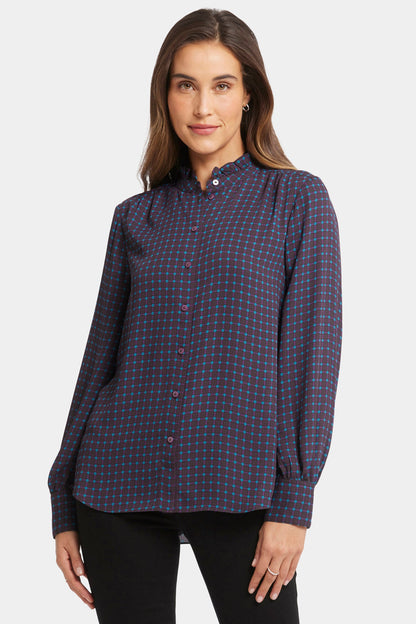 Ruffle Neck Blouse - Plum Trail