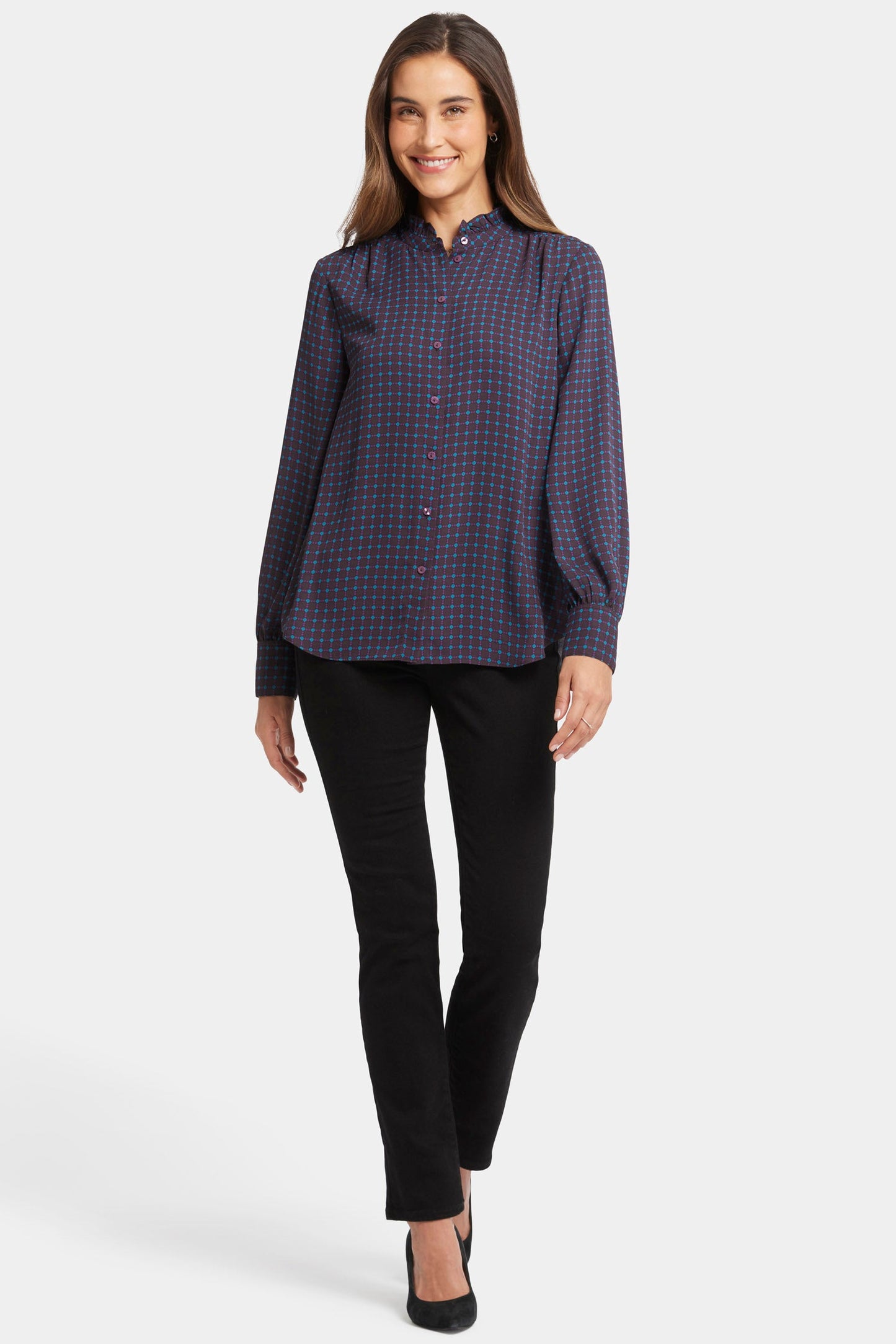 Ruffle Neck Blouse - Plum Trail