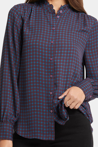 Ruffle Neck Blouse - Plum Trail