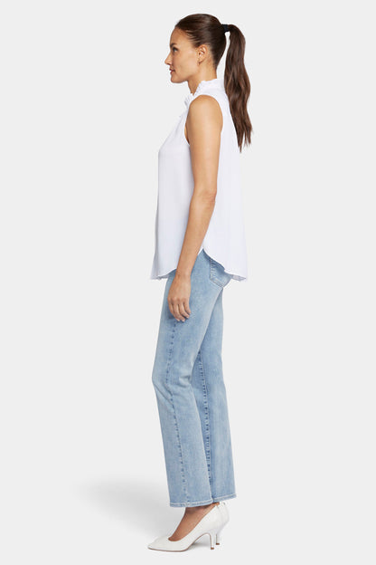 Sleeveless Ruffle Neck Blouse - Optic White