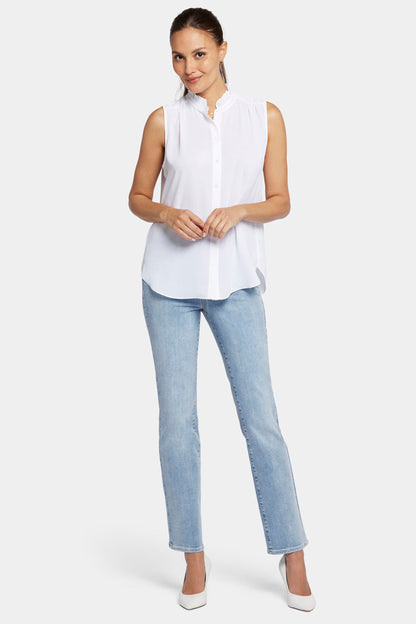Sleeveless Ruffle Neck Blouse - Optic White