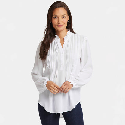 Pleated Front Tunic - Optic White