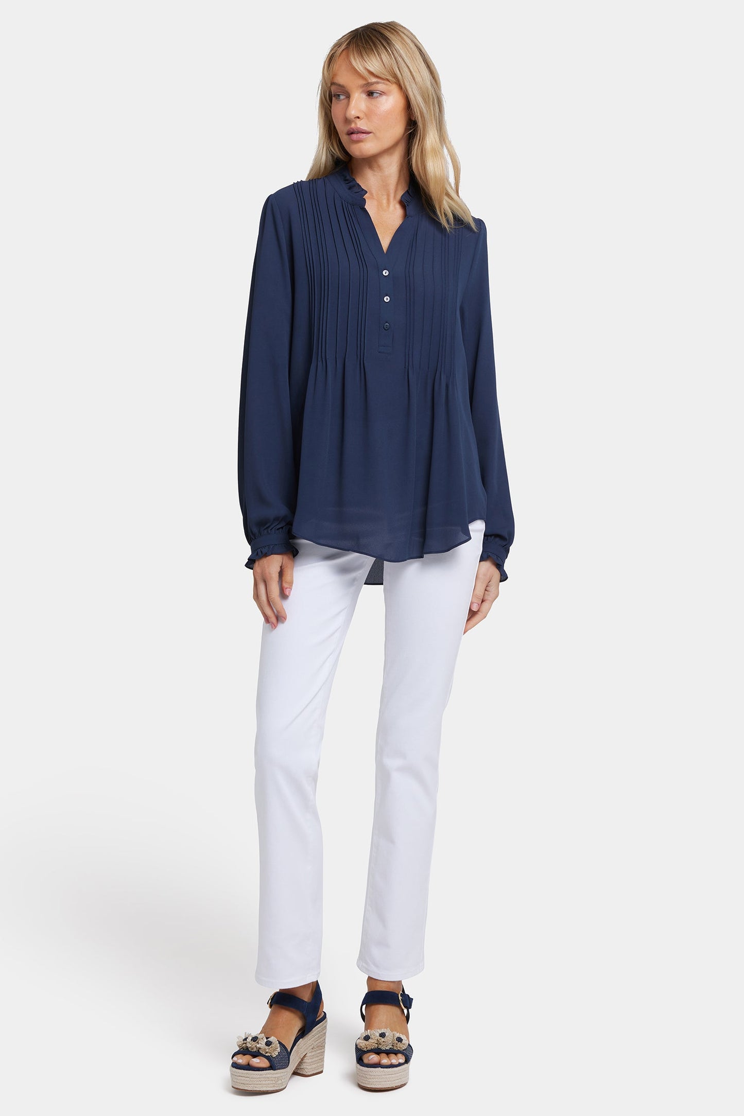 Pleated Front Tunic - Oxford Navy