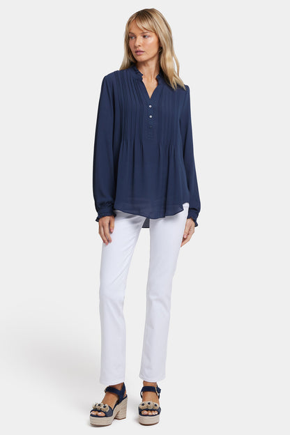 Pleated Front Tunic - Oxford Navy