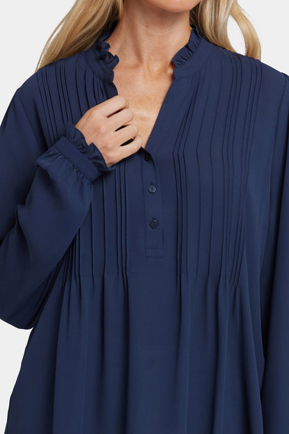 Pleated Front Tunic - Oxford Navy