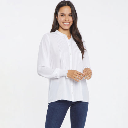 Pleated Peasant Blouse - Optic White