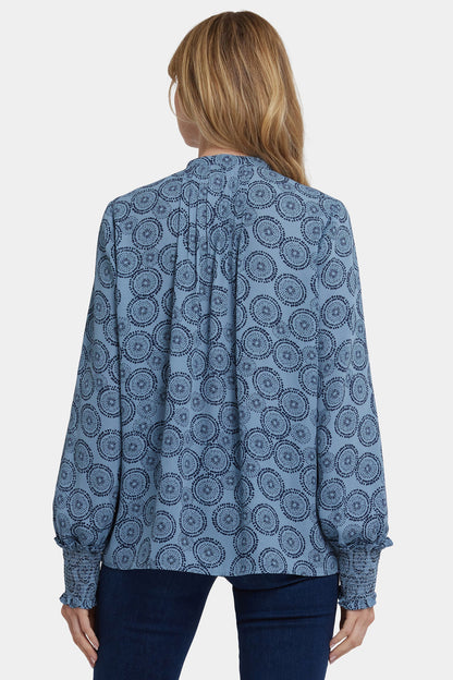 Pleated Peasant Blouse - Rain Garden