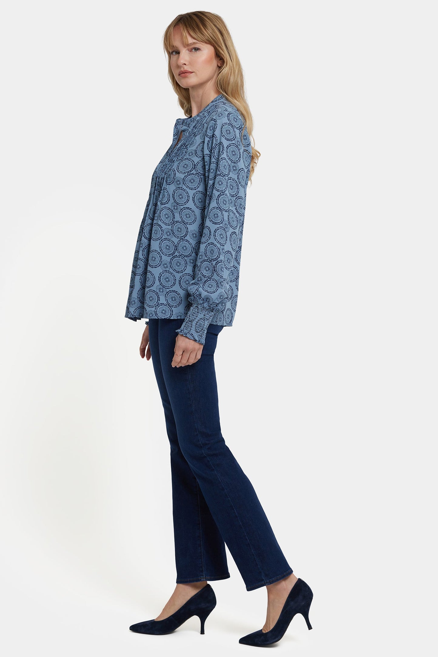 Pleated Peasant Blouse - Rain Garden