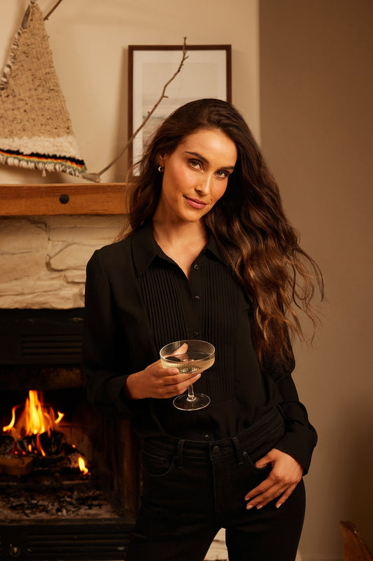 Tuxedo Blouse - Black