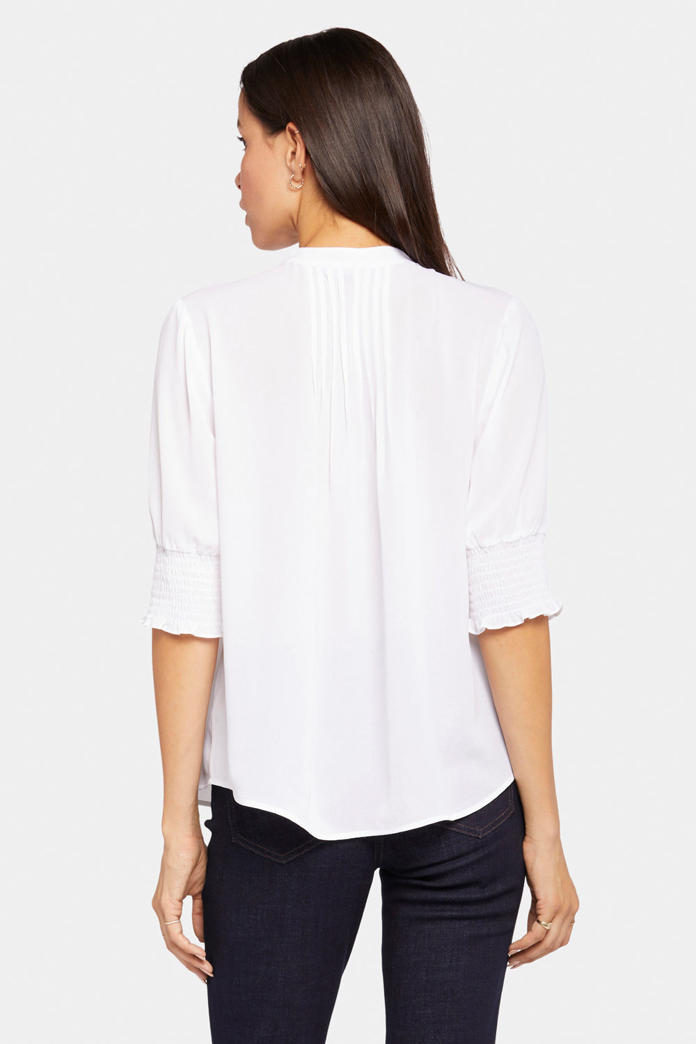 Pleated Short Sleeved Blouse - Optic White