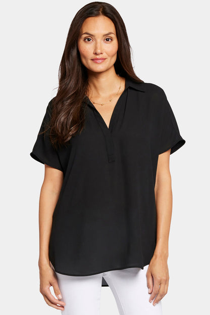 Becky Short Sleeved Blouse - Black