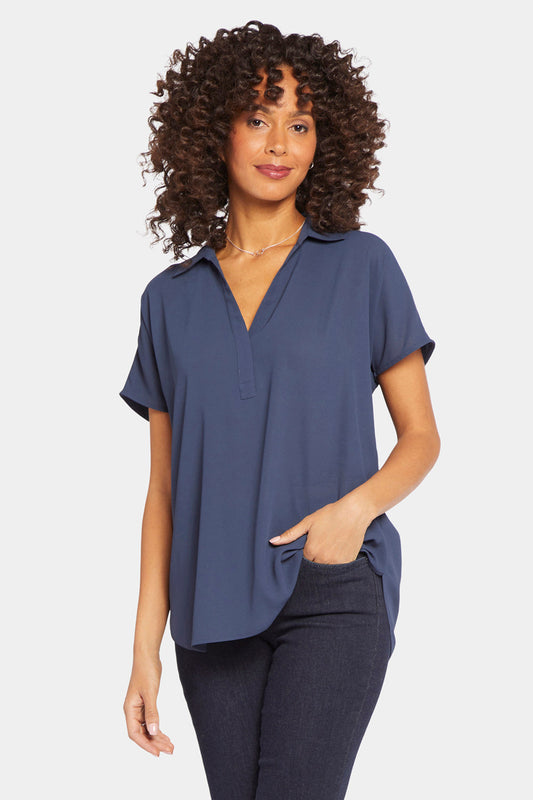 Becky Short Sleeved Blouse - Oxford Navy