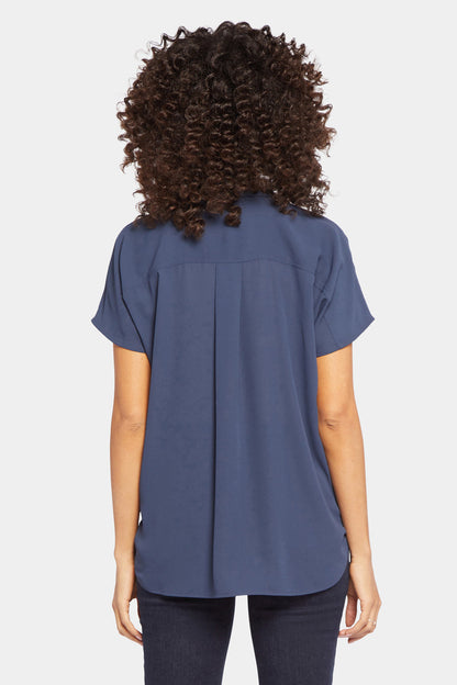 Becky Short Sleeved Blouse - Oxford Navy