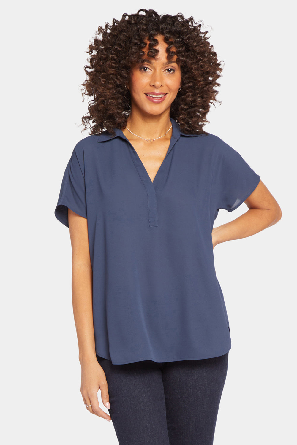 Becky Short Sleeved Blouse - Oxford Navy