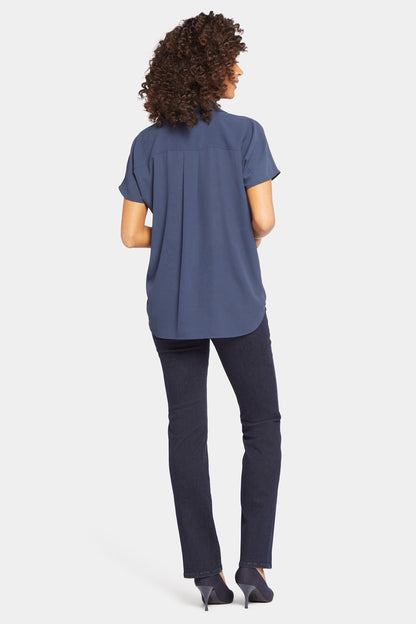 Becky Short Sleeved Blouse - Oxford Navy