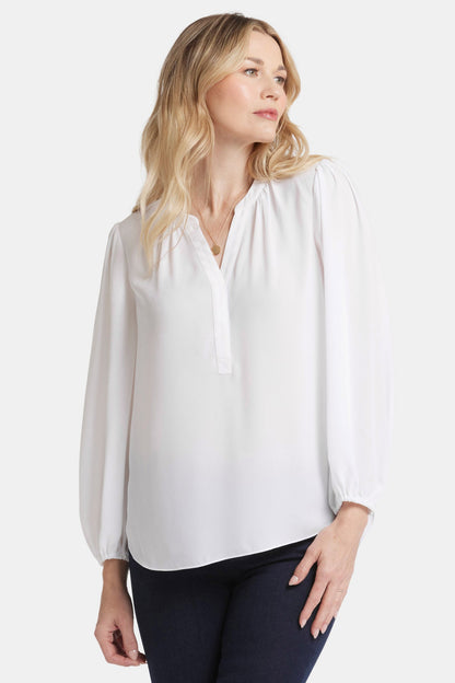 Puff Sleeve Popover Top - Optic White
