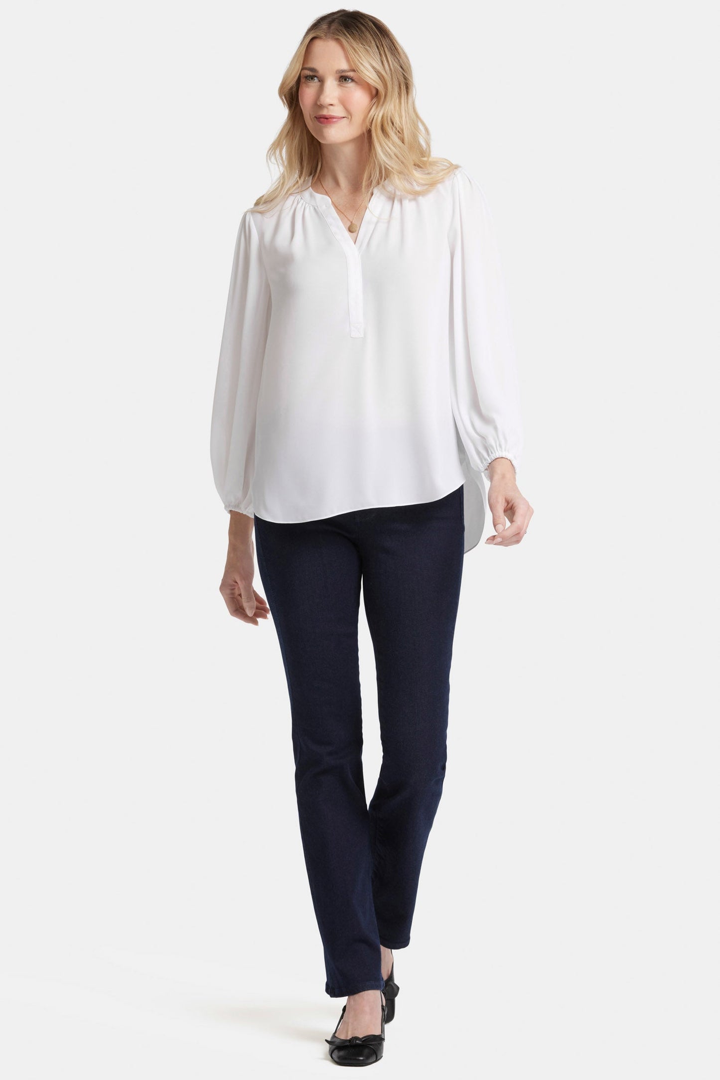 Puff Sleeve Popover Top - Optic White