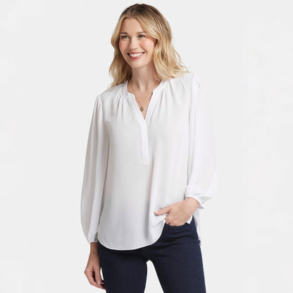 Puff Sleeve Popover Top - Optic White