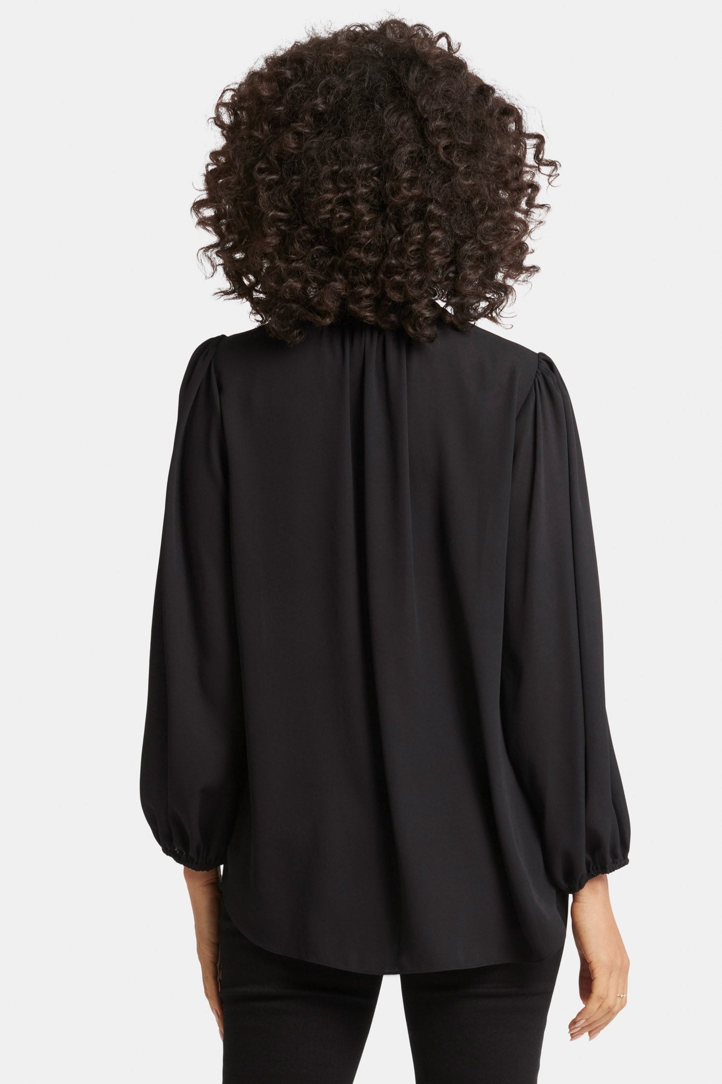 Puff Sleeve Popover Top - Black