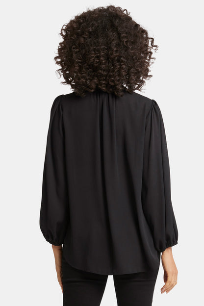 Puff Sleeve Popover Top - Black