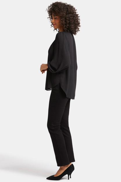 Puff Sleeve Popover Top - Black