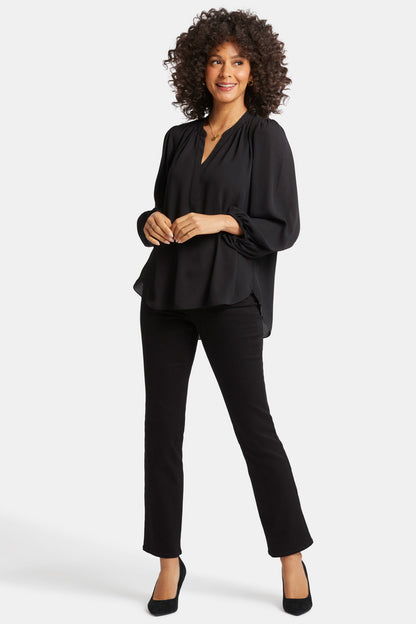 Puff Sleeve Popover Top - Black