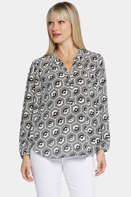 Puff Sleeve Popover Top - Night Owl