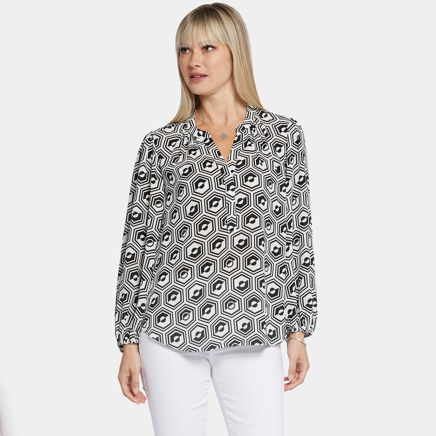 Puff Sleeve Popover Top - Night Owl