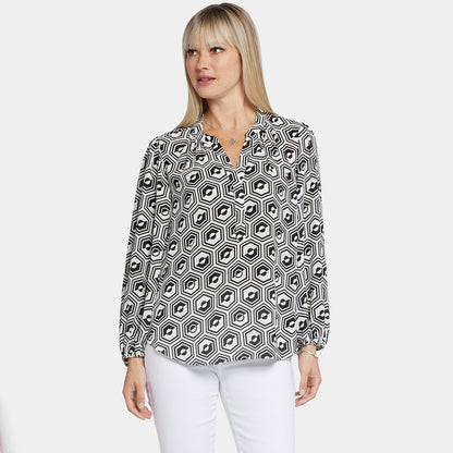 Puff Sleeve Popover Top - Night Owl