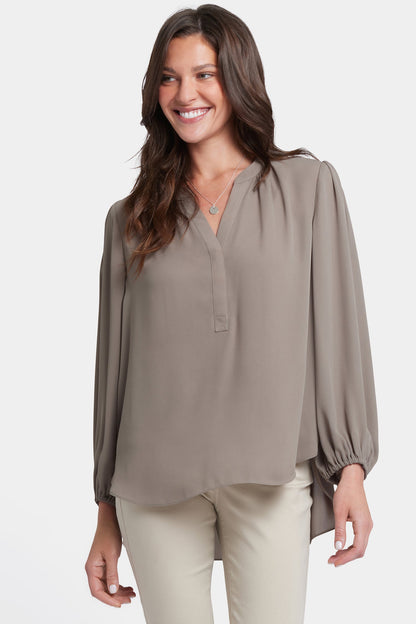 Puff Sleeved Popover Top - Saddlewood