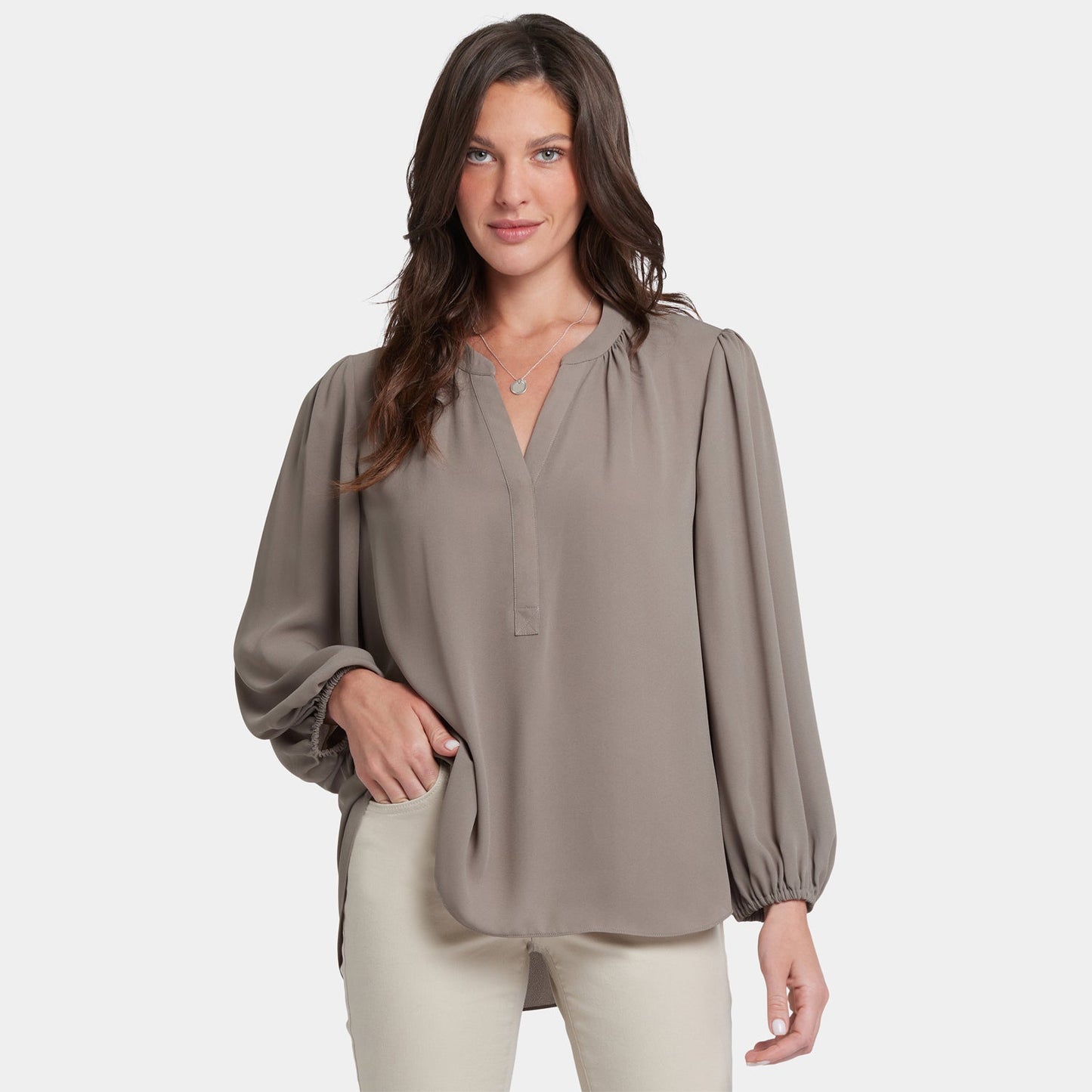 Puff Sleeved Popover Top - Saddlewood