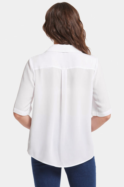 Gabrielle Short Sleeved Blouse - Optic White