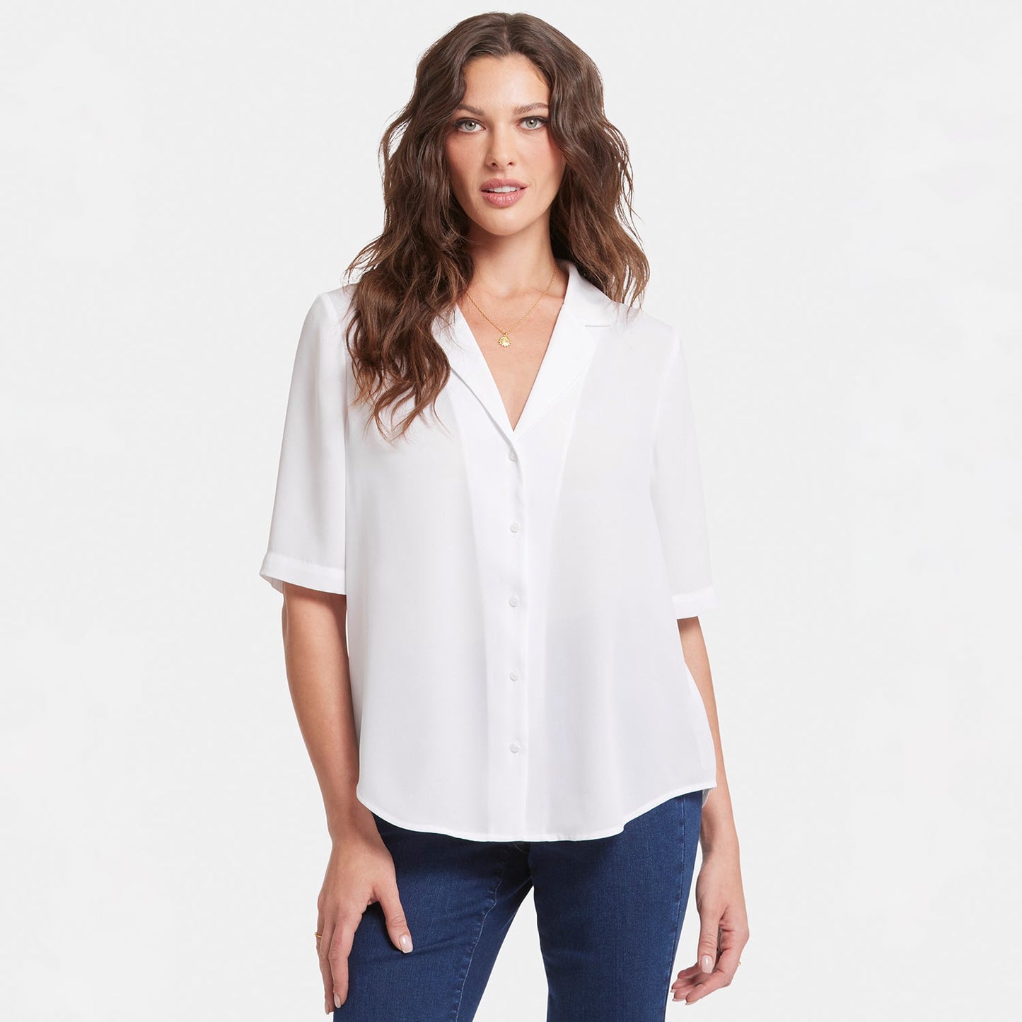 Gabrielle Short Sleeved Blouse - Optic White