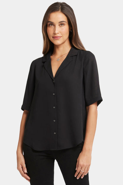 Gabrielle Short Sleeved Blouse - Black