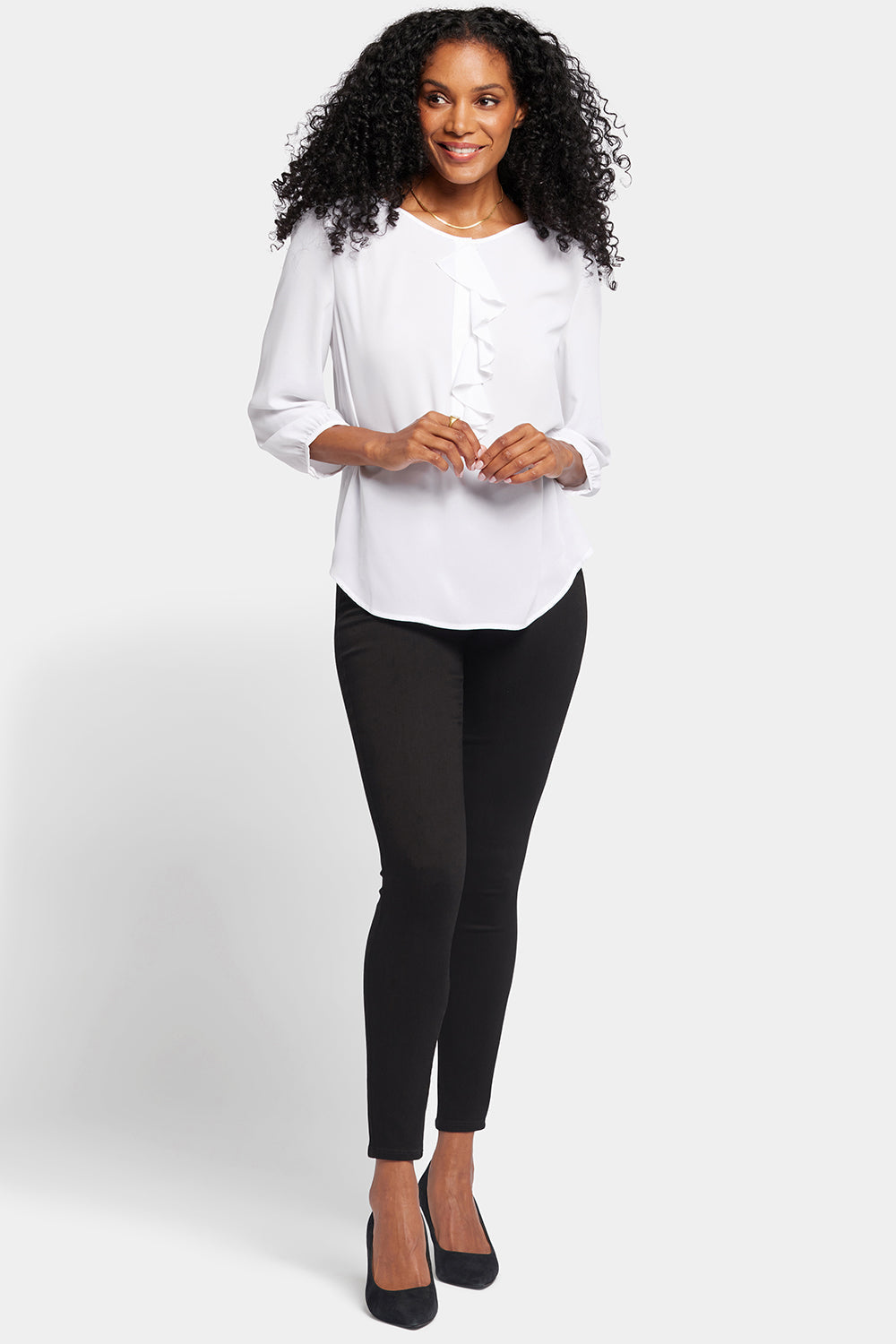 Flounce Front Blouse - Optic White