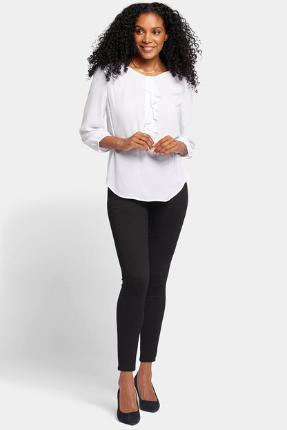 Flounce Front Blouse - Optic White