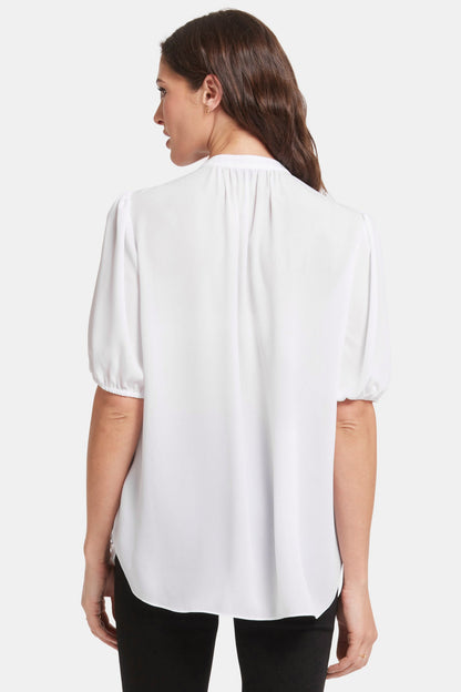 Short Puff Sleeve Popover Top - Optic White