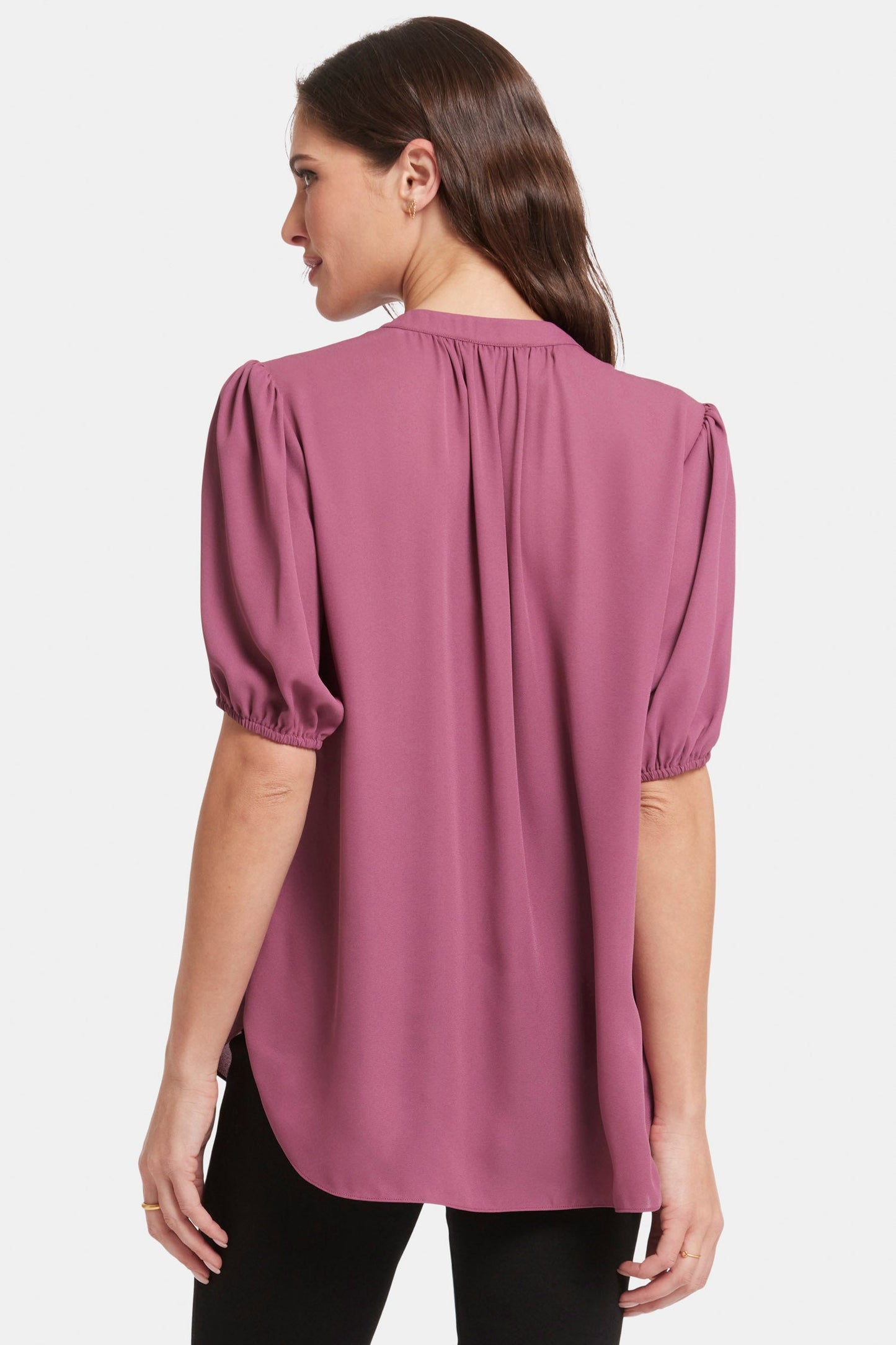 Short Puff Sleeve Popover Top - Crushed Berry