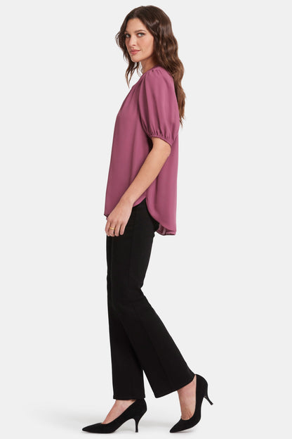 Short Puff Sleeve Popover Top - Crushed Berry