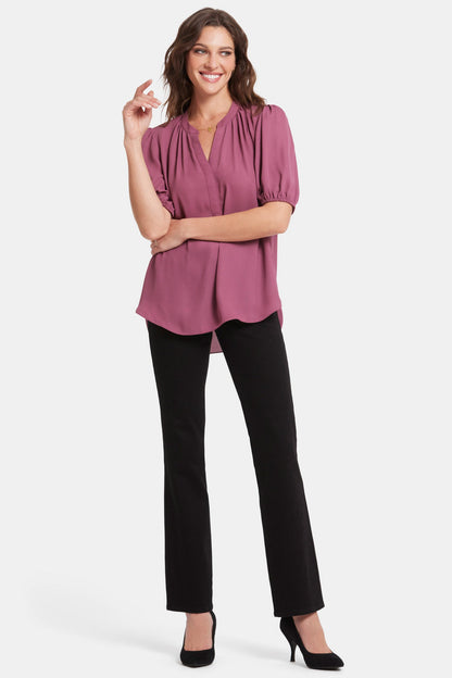 Short Puff Sleeve Popover Top - Crushed Berry