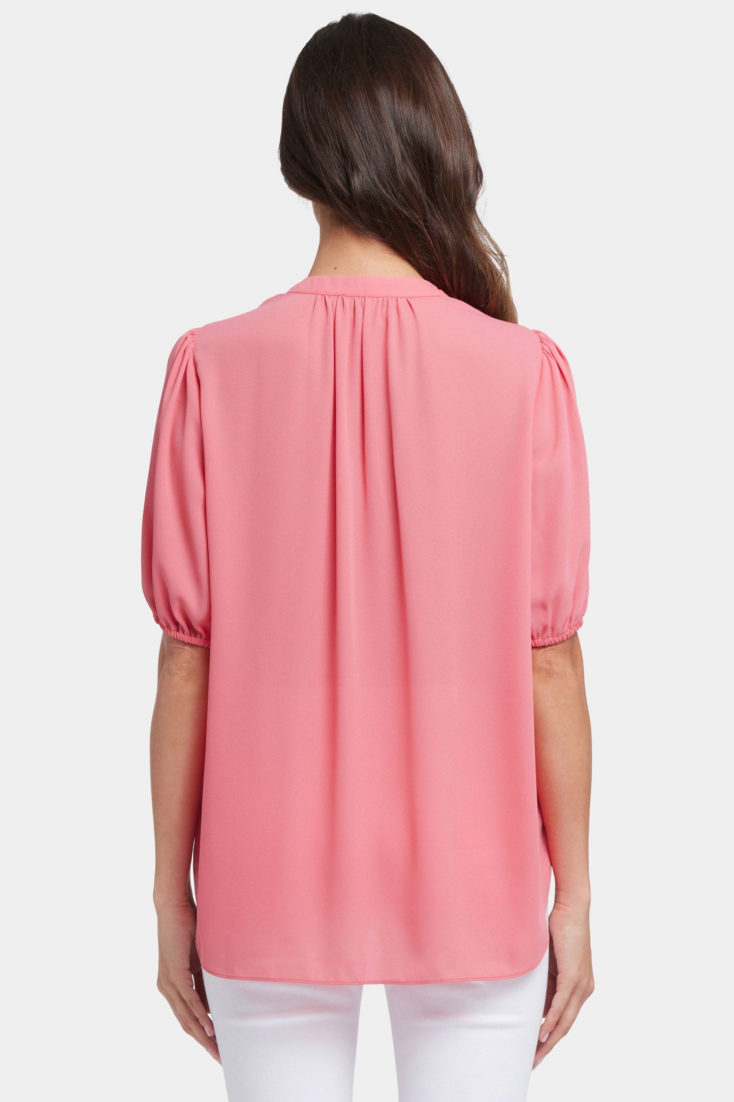 Short Puff Sleeved Popover Top - Spiced Coral