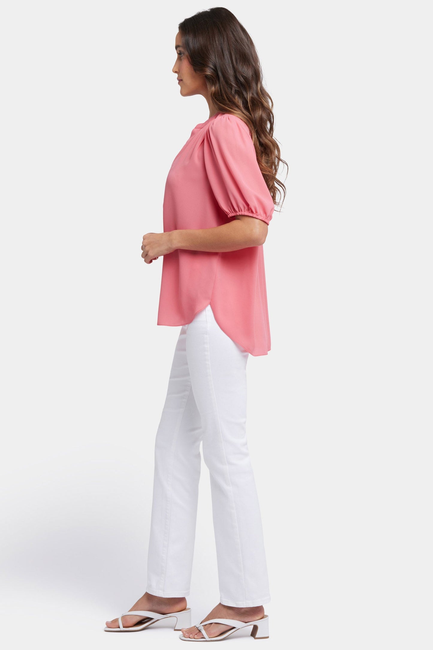 Short Puff Sleeved Popover Top - Spiced Coral