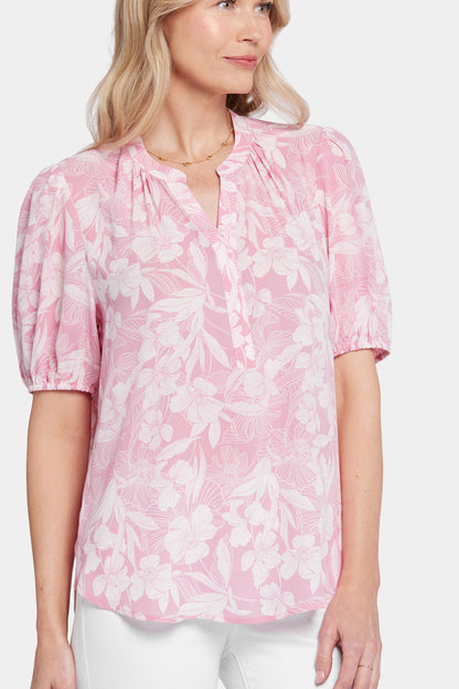 Short Puff Sleeve Popover Top - Larissa