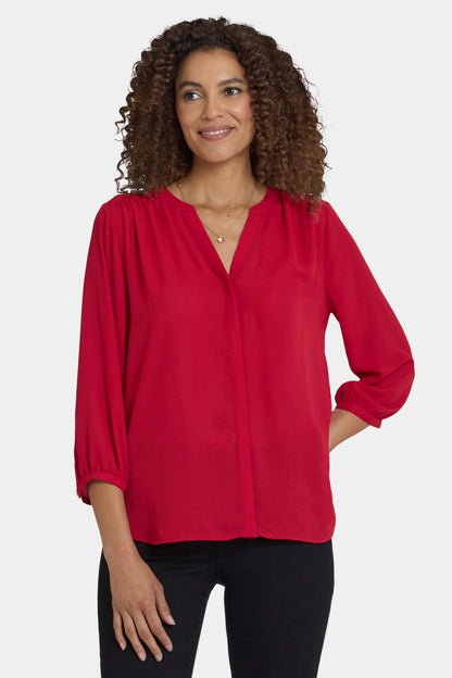 Pintuck Blouse - Carnelian
