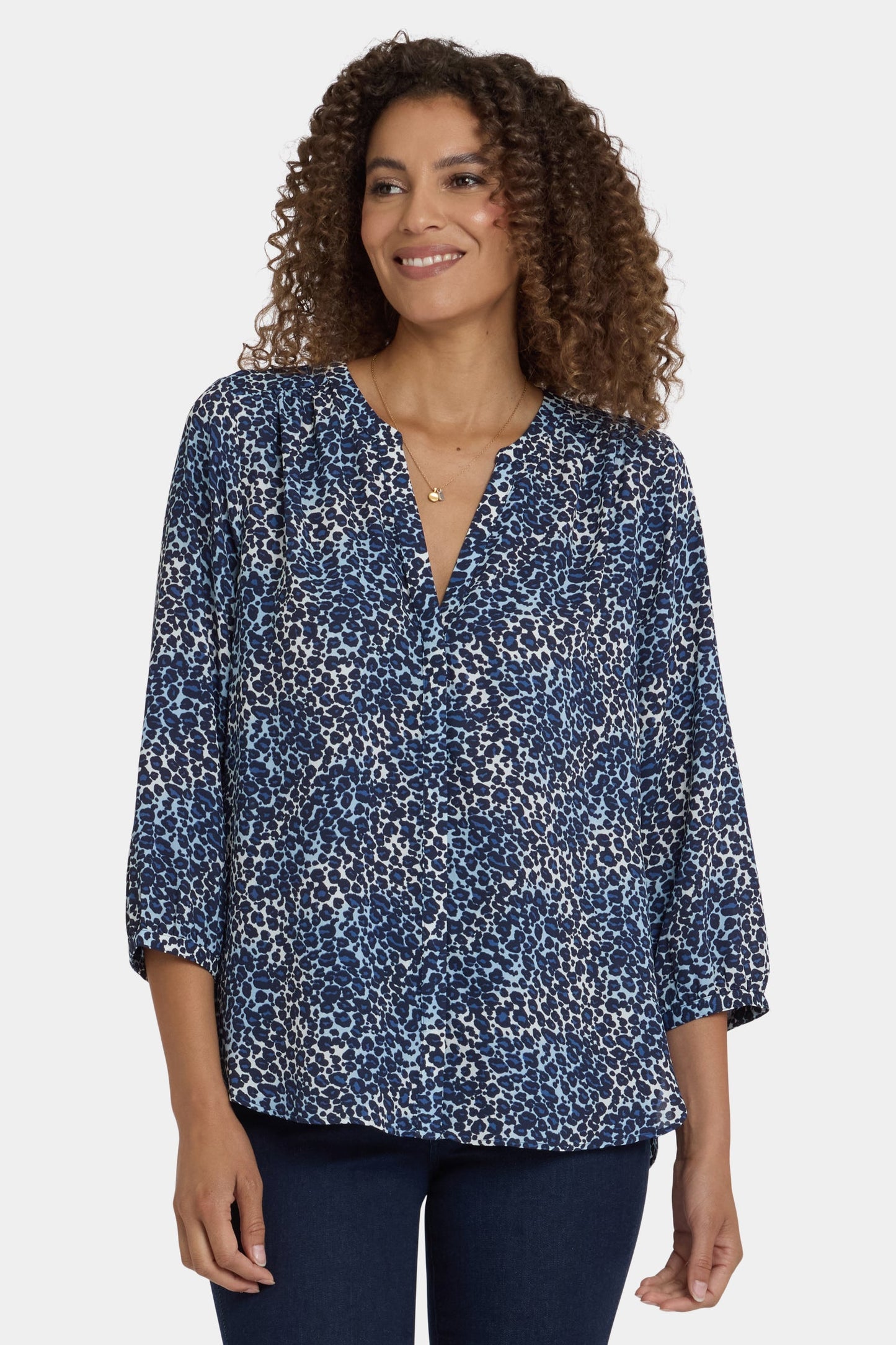 Pintuck Blouse - Indigo Cat