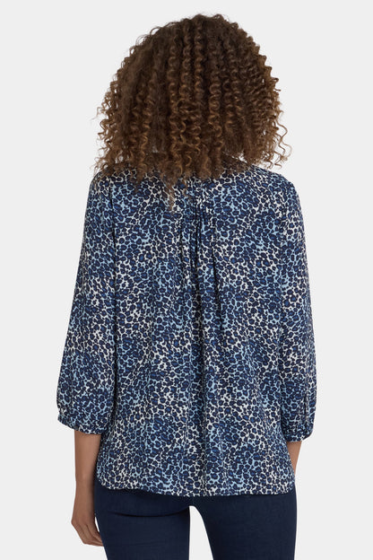 Pintuck Blouse - Indigo Cat